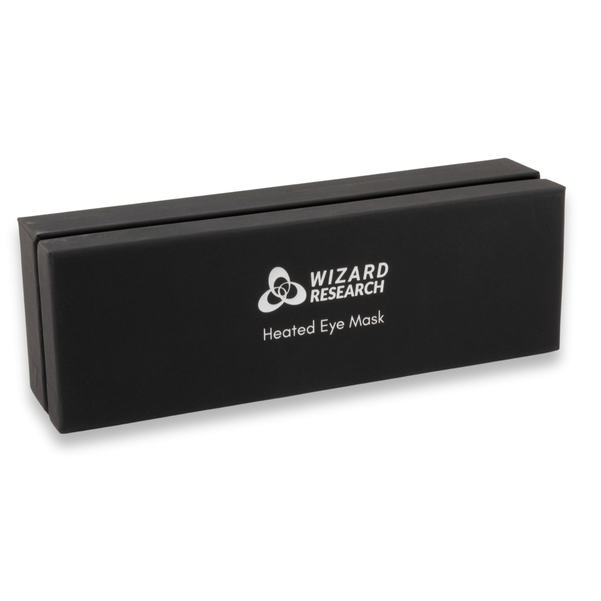rectangular black wizard research box against white background