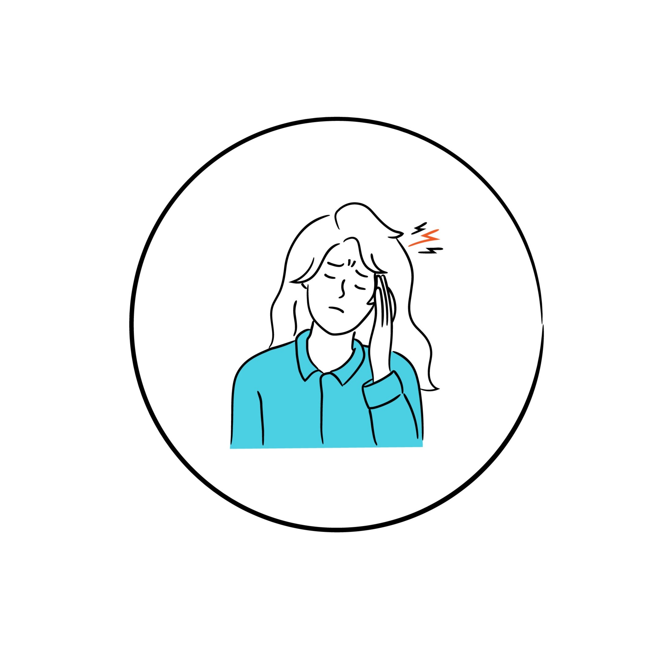 Illustration of a woman holding her head with migraine pain, used by Wizard Research for educational content