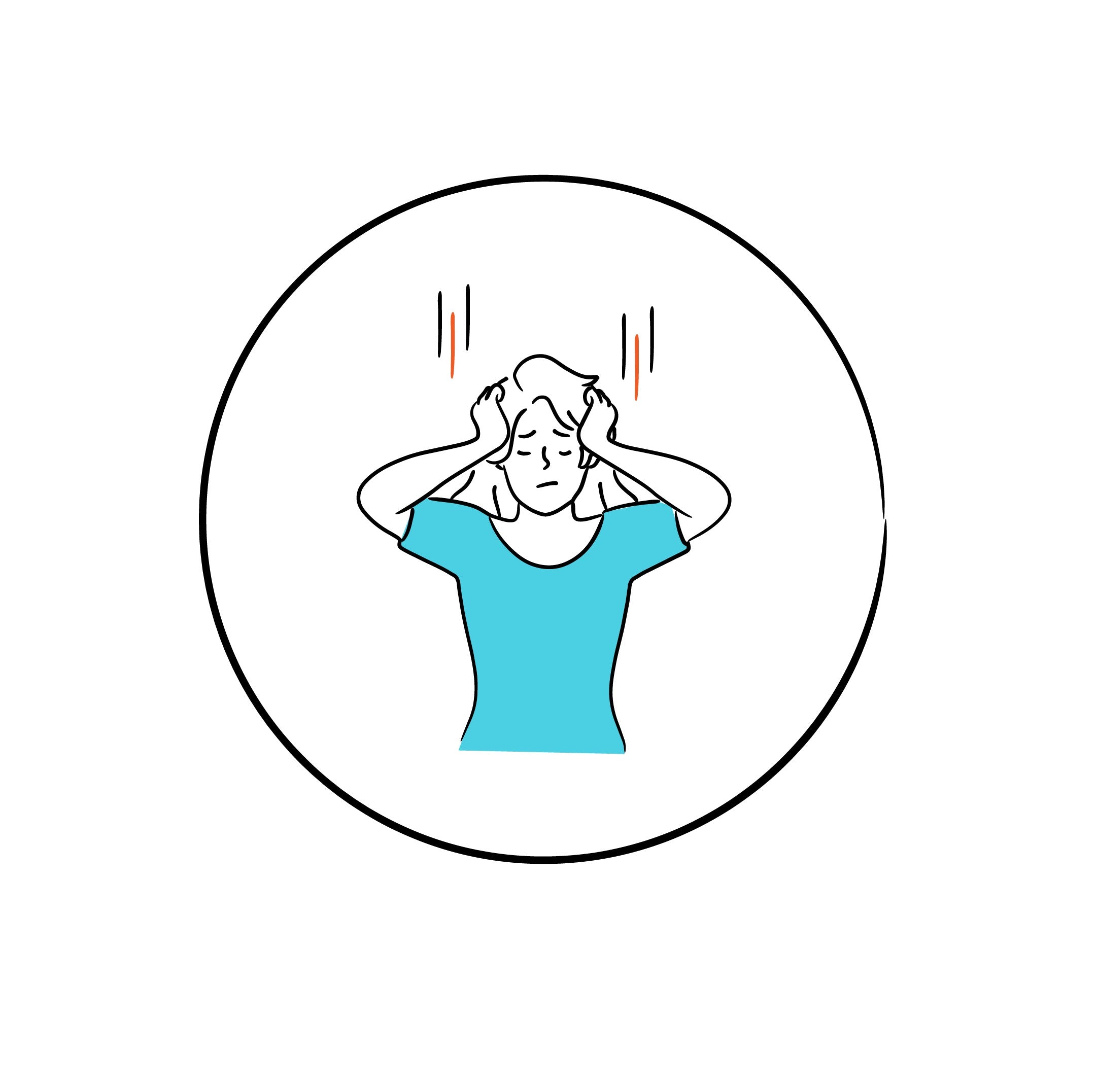Illustration of a stressed woman holding her head, used by Wizard Research for educational content