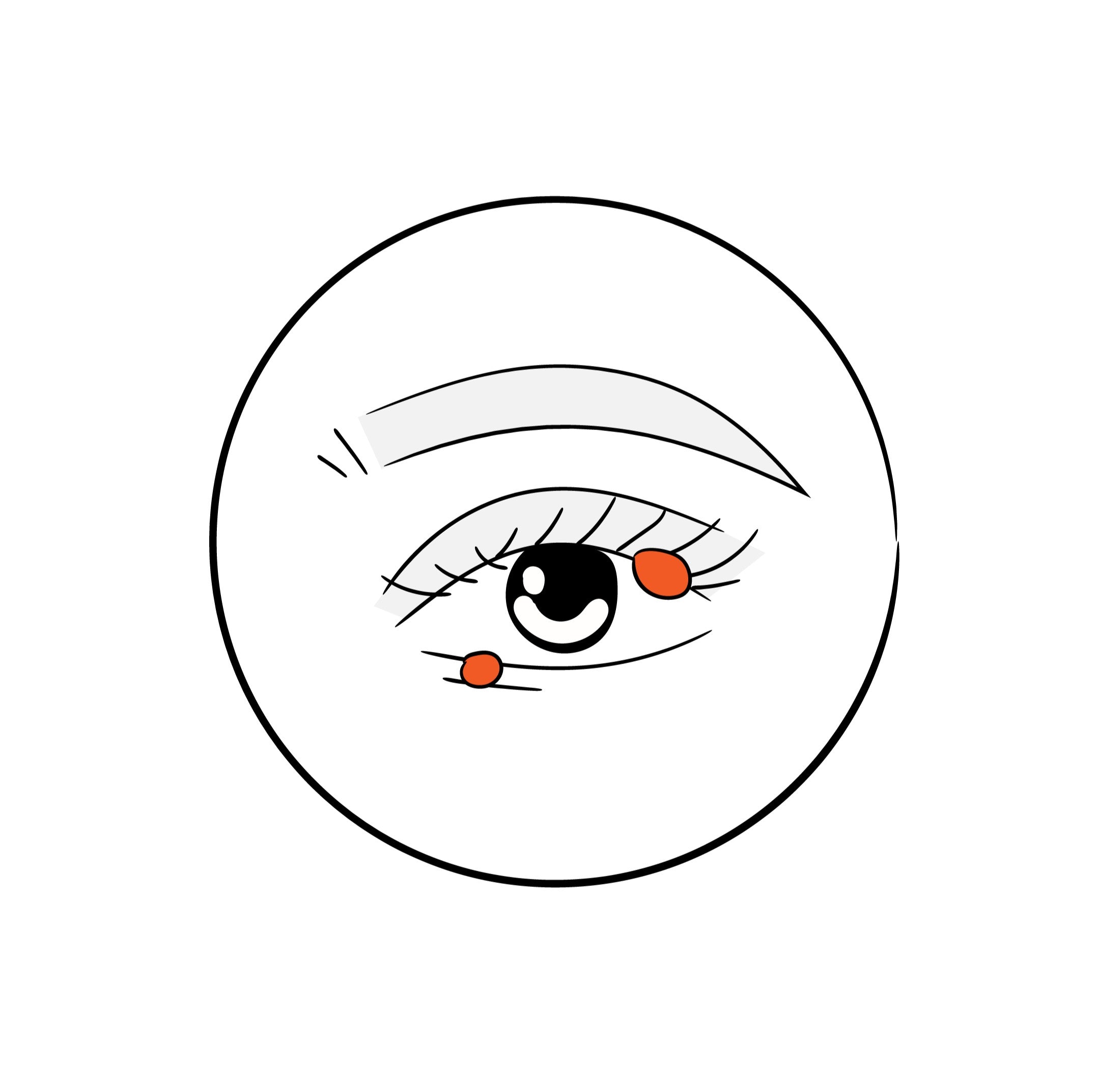 Illustration of an eye with red bumps representing stye condition, used by Wizard Research for educational content